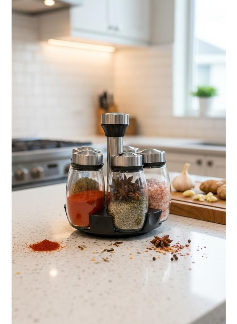 Premium Kitchen Organization Set – Stainless Steel Airtight Canister Set & Spices Jar Set with Revolving Spice Rack Organizer - Image 2